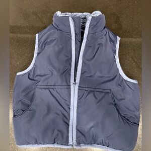Janie and Jack Navy Puffer Vest with Soft Blue-Gray Sherpa Lining